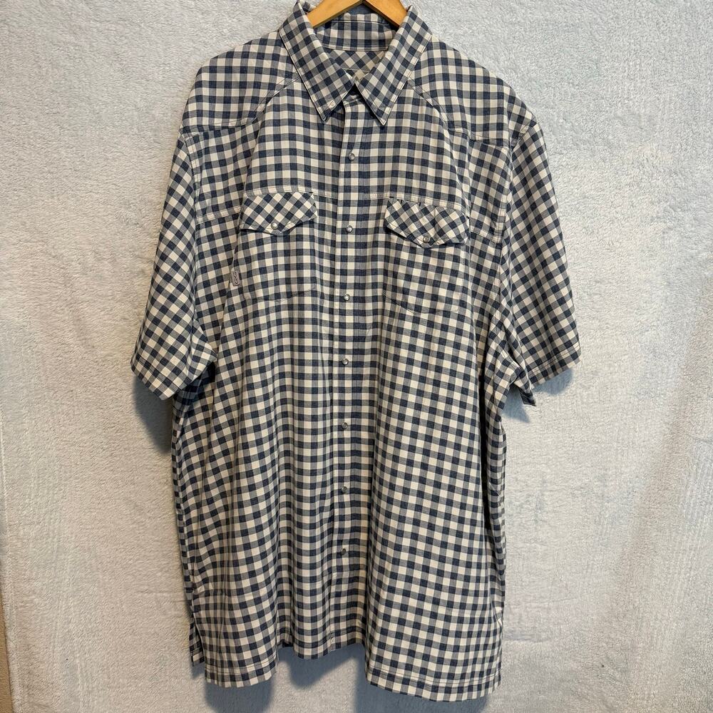 Game Guard Mens Plaid Long Sleeve Button Up Shirt Size 3X Blue Mesh Back